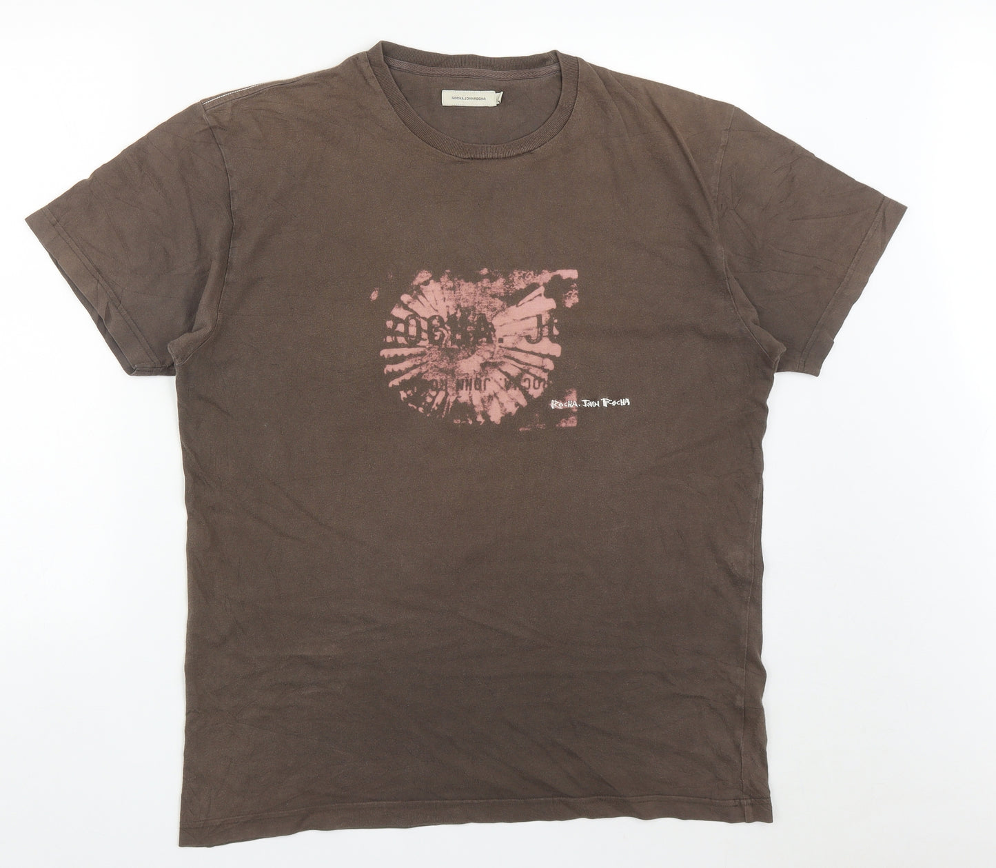 Debenhams Mens Brown  Cotton  T-Shirt Size L Round Neck