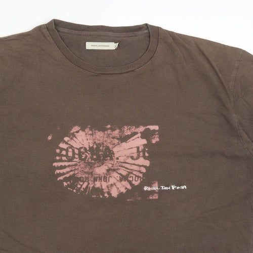 Debenhams Mens Brown  Cotton  T-Shirt Size L Round Neck
