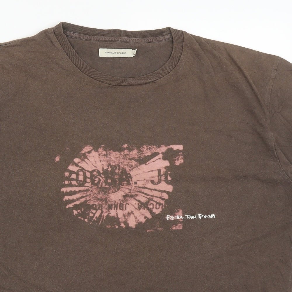 Debenhams Mens Brown  Cotton  T-Shirt Size L Round Neck