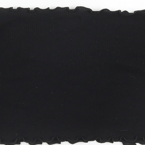 PRETTYLITTLETHING Womens Black  Polyester Cropped T-Shirt Size 10 Off the Shoulder