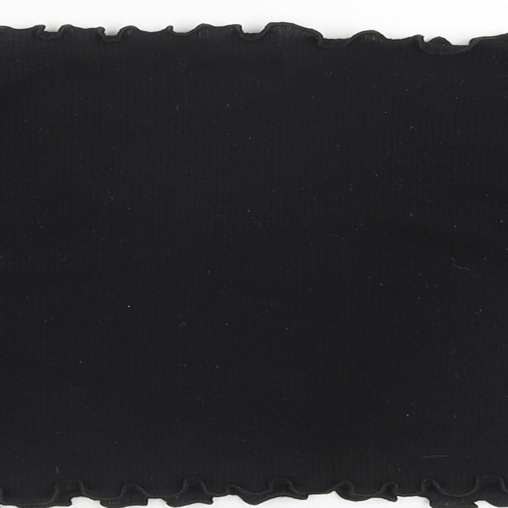 PRETTYLITTLETHING Womens Black  Polyester Cropped T-Shirt Size 10 Off the Shoulder