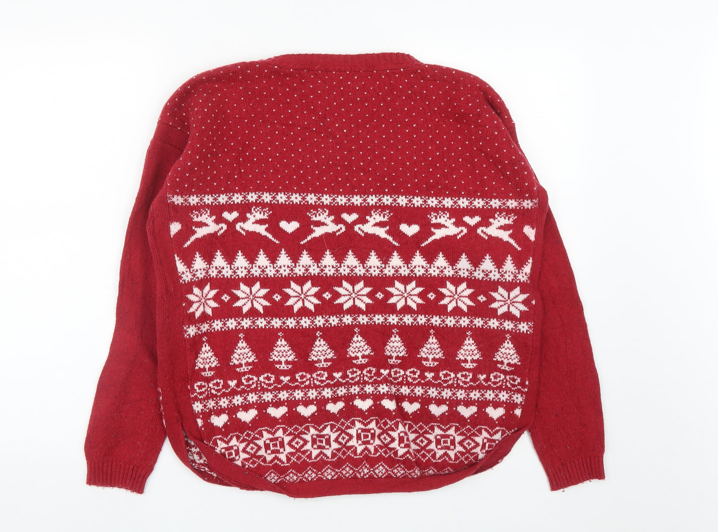 Fatface Womens Red Round Neck  Cotton Pullover Jumper Size 10   - Christmas Jumper