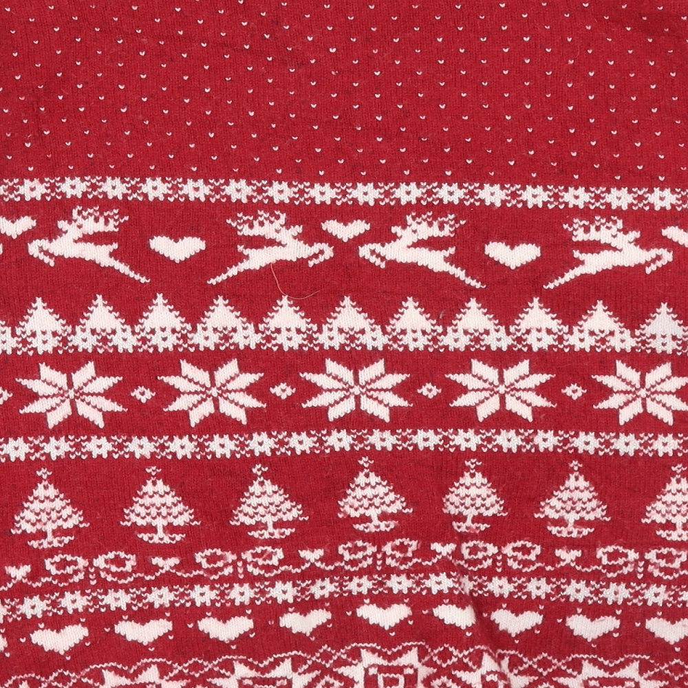 Fatface Womens Red Round Neck  Cotton Pullover Jumper Size 10   - Christmas Jumper