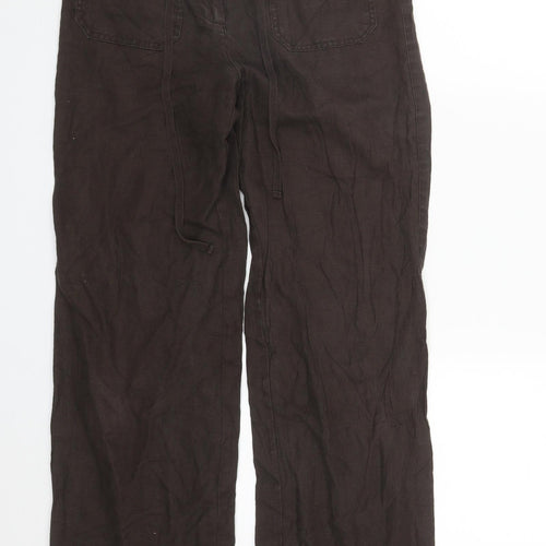 Mosoon Womens Brown  Linen Trousers  Size 8 L27 in Regular Zip