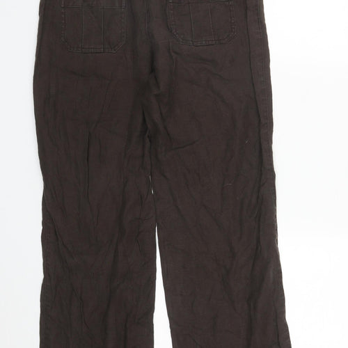 Mosoon Womens Brown  Linen Trousers  Size 8 L27 in Regular Zip