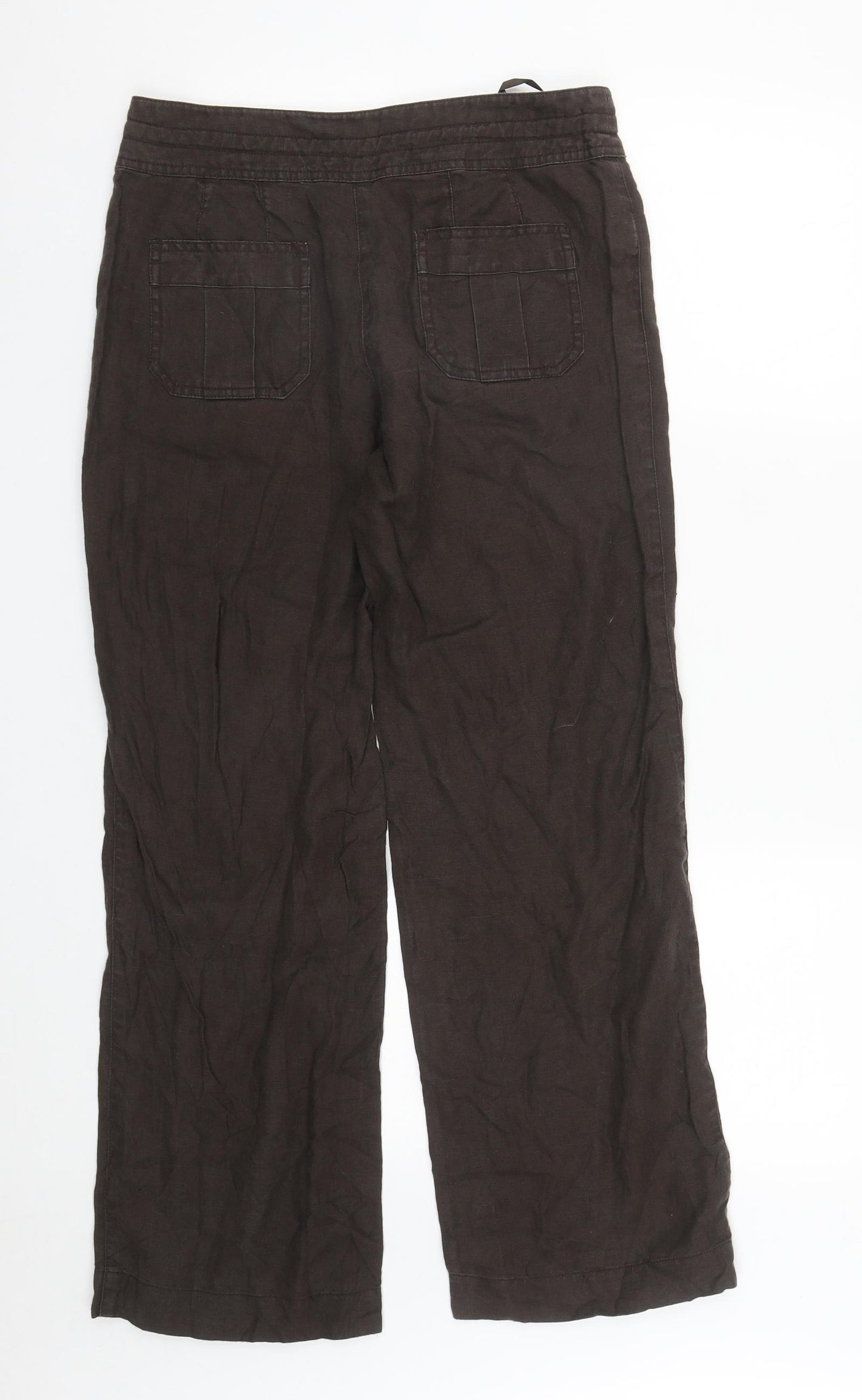 Mosoon Womens Brown  Linen Trousers  Size 8 L27 in Regular Zip