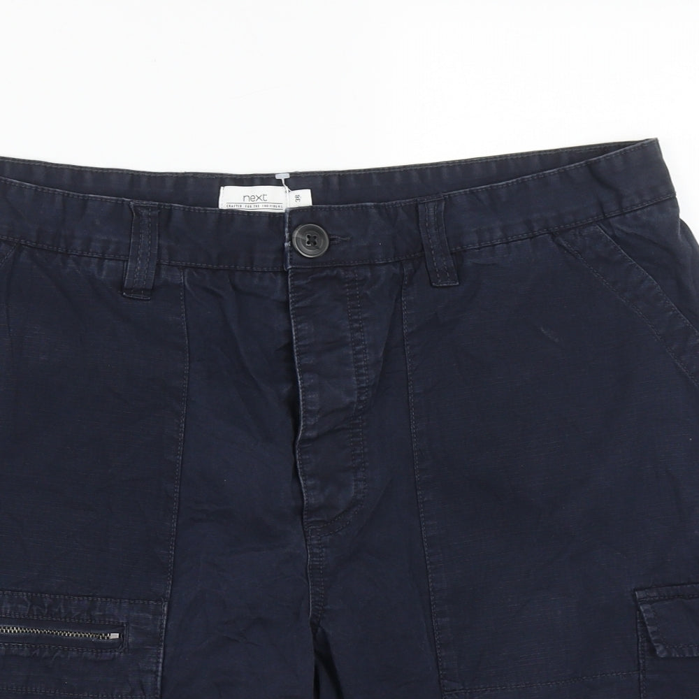 NEXT Mens Blue  Cotton Cargo Shorts Size 38 in L10 in Regular Zip