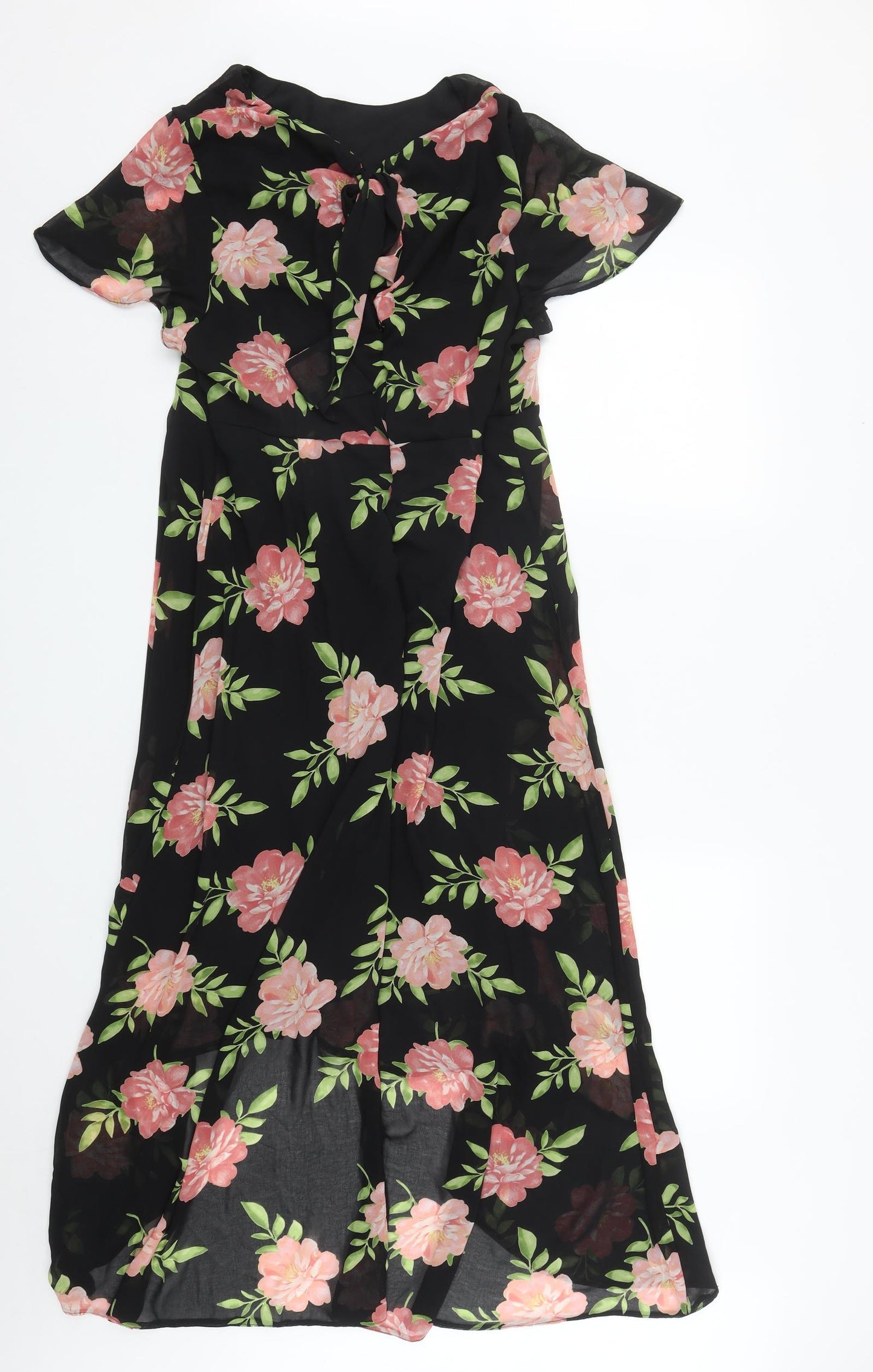 Dorothy Perkins Womens Black Floral Polyester Fit & Flare  Size 18  Round Neck