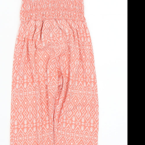 Dunnes Girls Orange Geometric Polyester Harem Trousers Size 6 Years  Regular