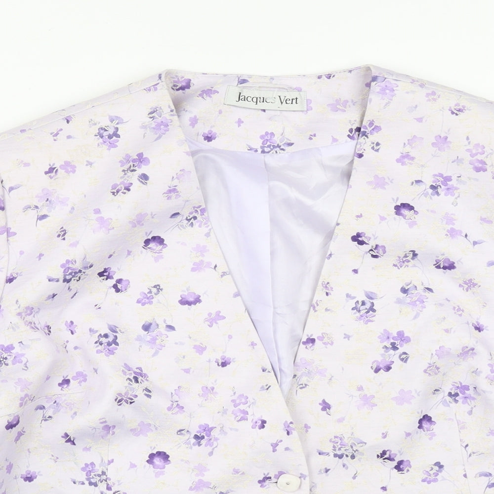 Jacques Vert Womens Purple Floral  Jacket Blazer Size 20  Button