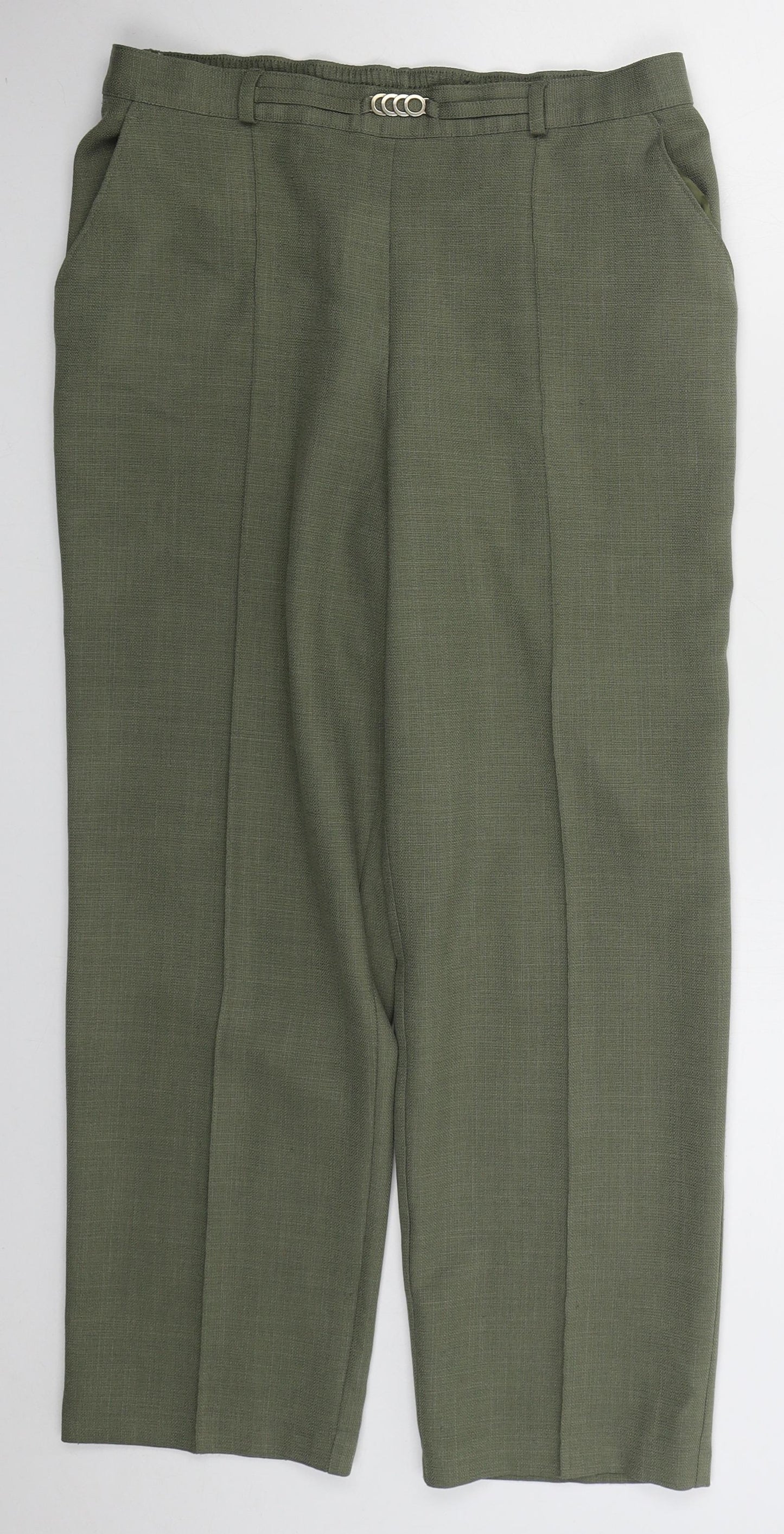 Marks and Spencer Womens Green  Polyester Trousers  Size 12 L26 in Regular