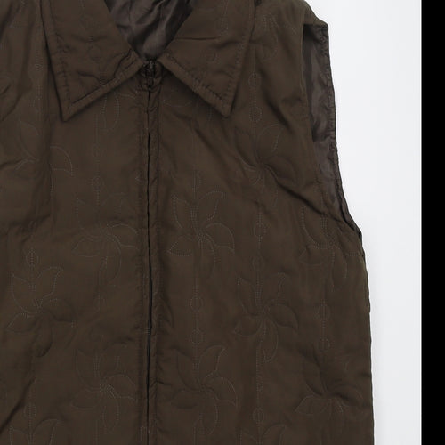 Neville Womens Brown Floral  Gilet Coat Size 10  Zip