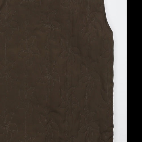 Neville Womens Brown Floral  Gilet Coat Size 10  Zip