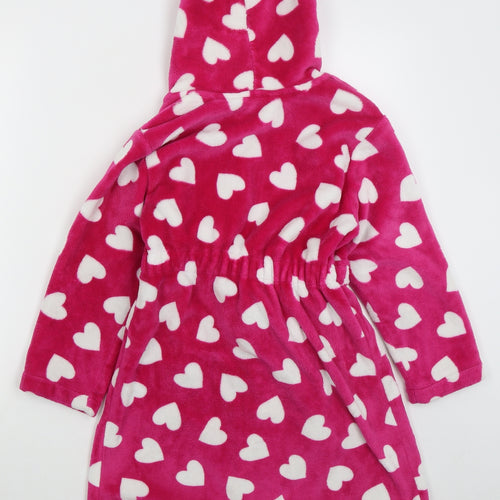 George Girls Pink Solid Polyester Kimono Robe Size 7-8 Years  Tie - Hearts
