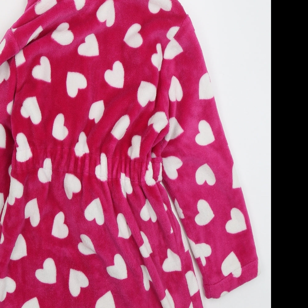 George Girls Pink Solid Polyester Kimono Robe Size 7-8 Years  Tie - Hearts
