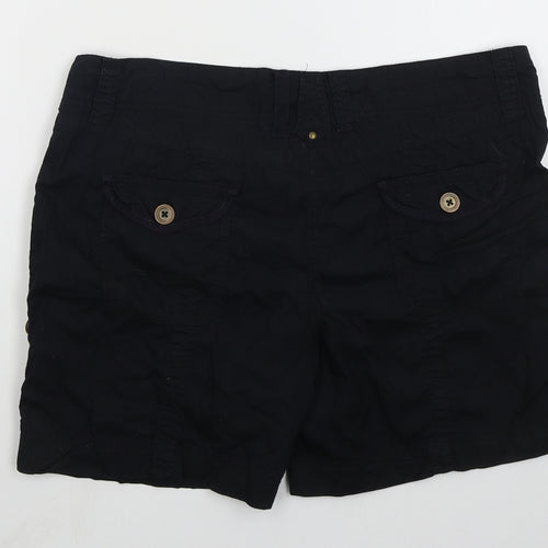 George Womens Black  Cotton Cargo Shorts Size 14 L5 in Regular Button