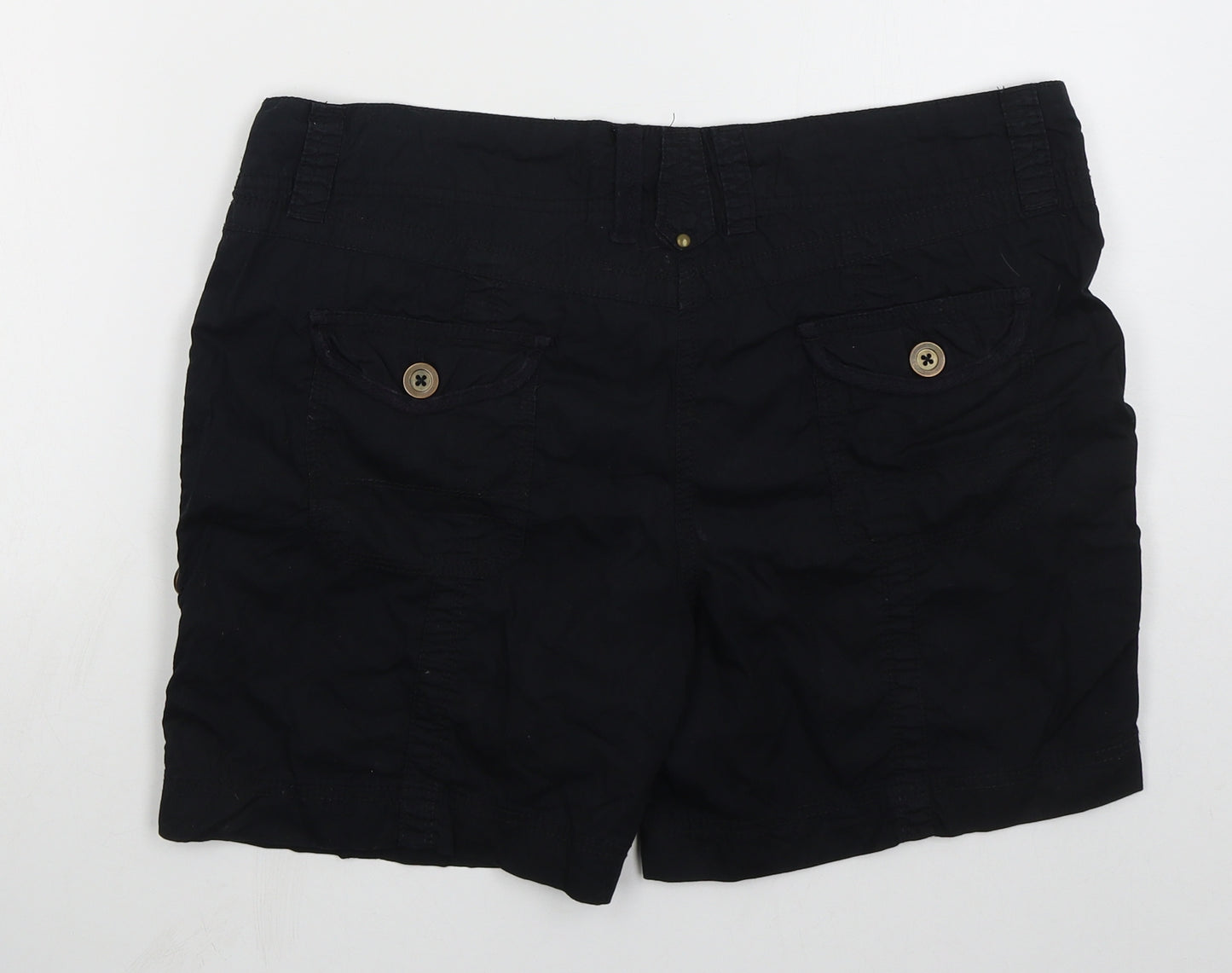 George Womens Black  Cotton Cargo Shorts Size 14 L5 in Regular Button