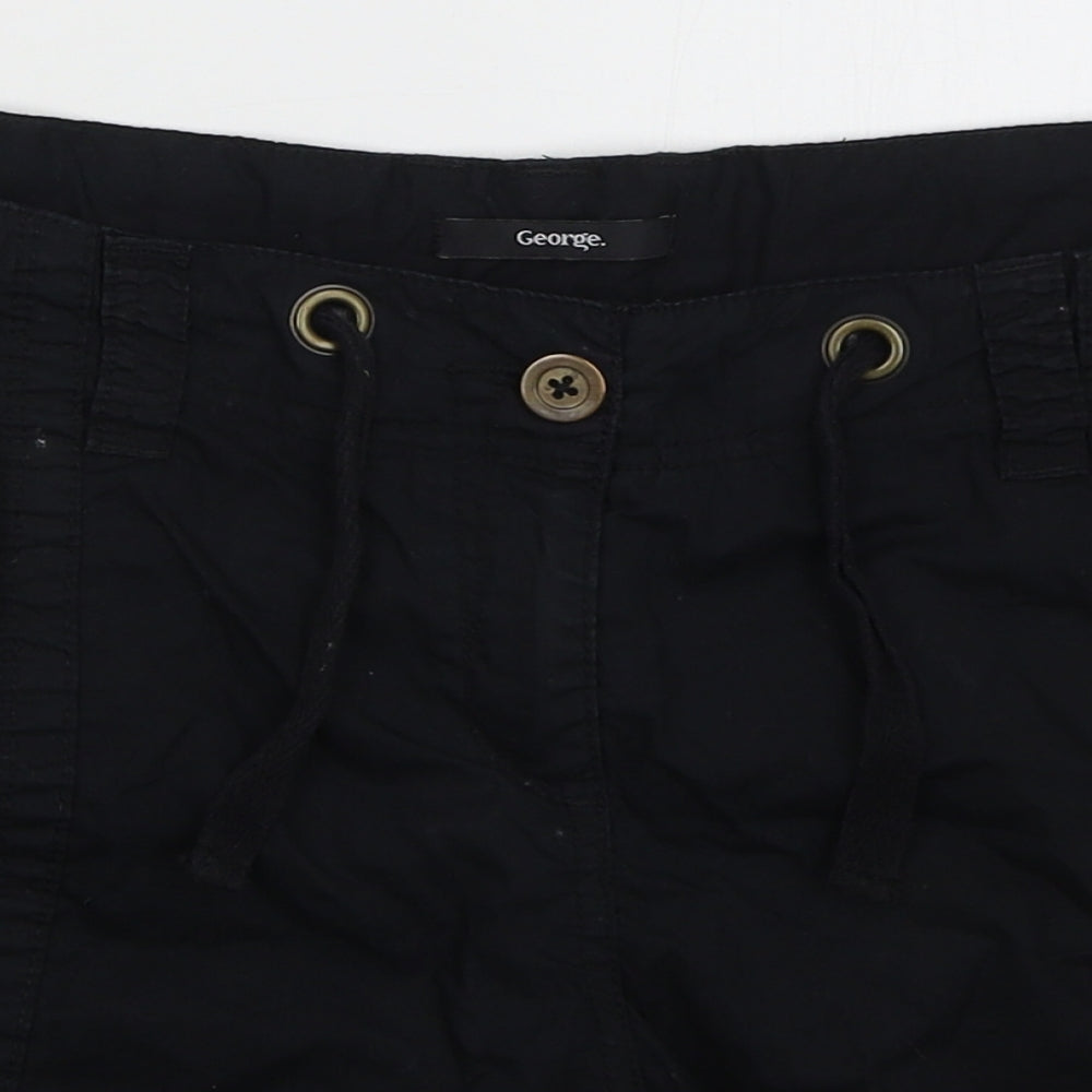 George Womens Black  Cotton Cargo Shorts Size 14 L5 in Regular Button