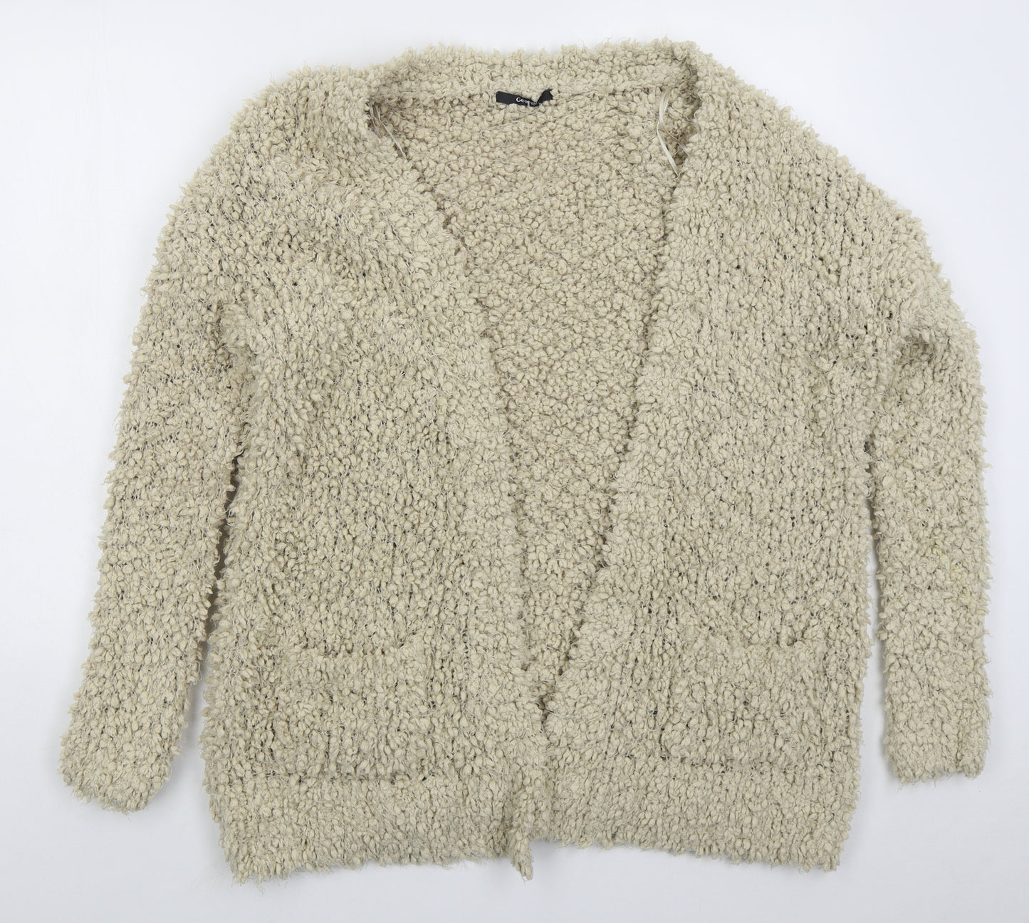 George Womens Beige V-Neck  Polyester Cardigan Jumper Size 16