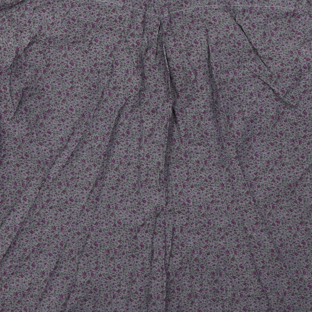 Marks and Spencer Womens Blue Floral Cotton Basic Button-Up Size 12 Collared