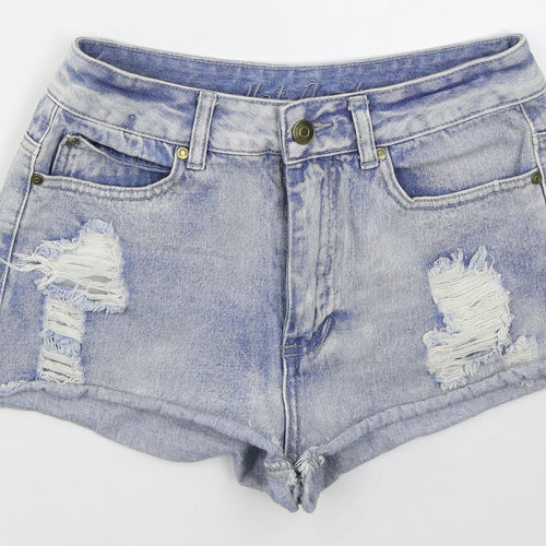 Denim Co Womens Blue  Cotton Hot Pants Shorts Size 10  Regular Button