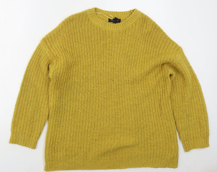 New Look Womens Yellow Crew Neck Acrylic Pullover Jumper Size S