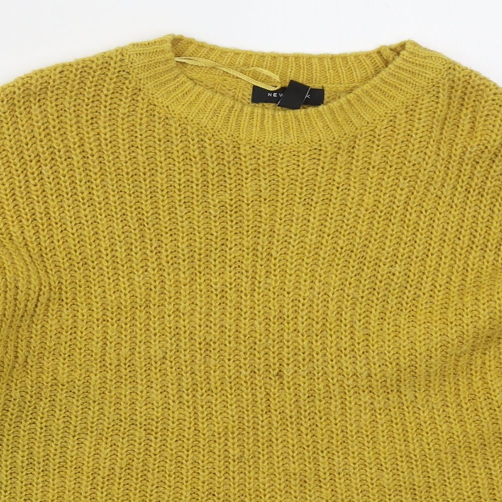 New Look Womens Yellow Crew Neck  Acrylic Pullover Jumper Size S