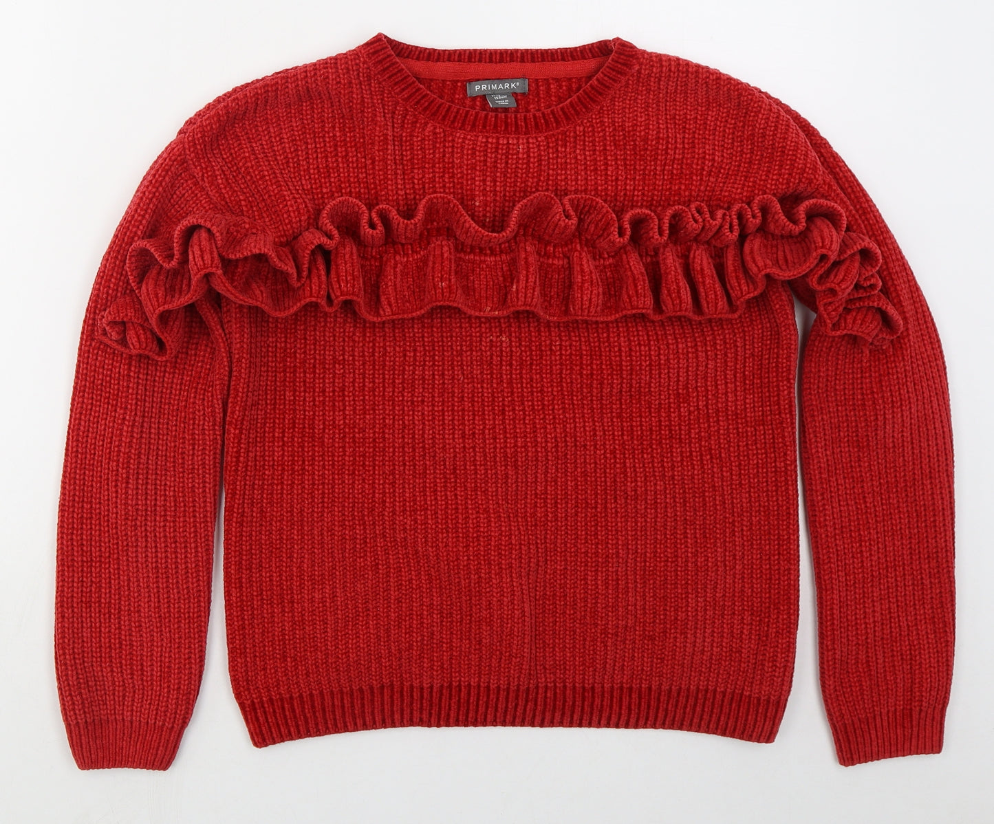 Primark Girls Red Crew Neck  Polyester Pullover Jumper Size 12-13 Years  Pullover