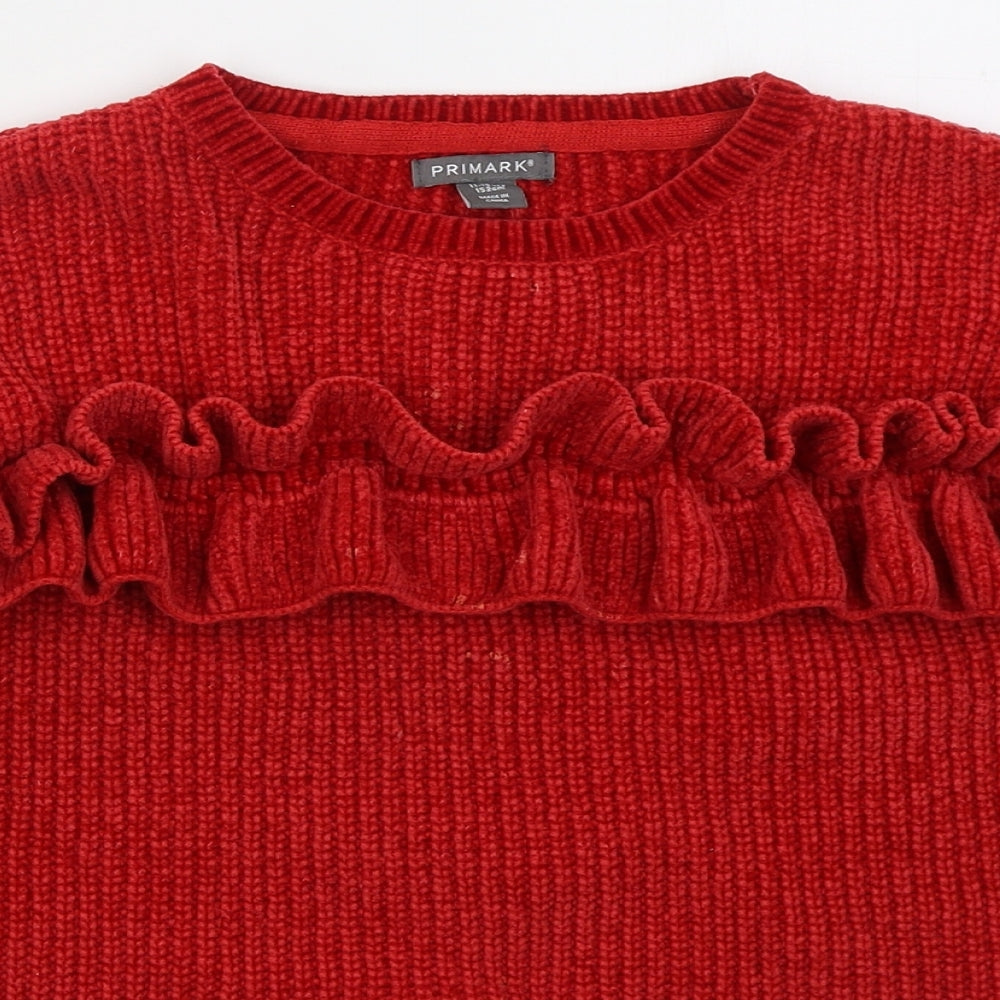 Primark Girls Red Crew Neck  Polyester Pullover Jumper Size 12-13 Years  Pullover