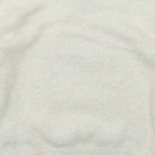 Primark Girls White Crew Neck  Nylon Pullover Jumper Size 6-7 Years  Pullover - Star