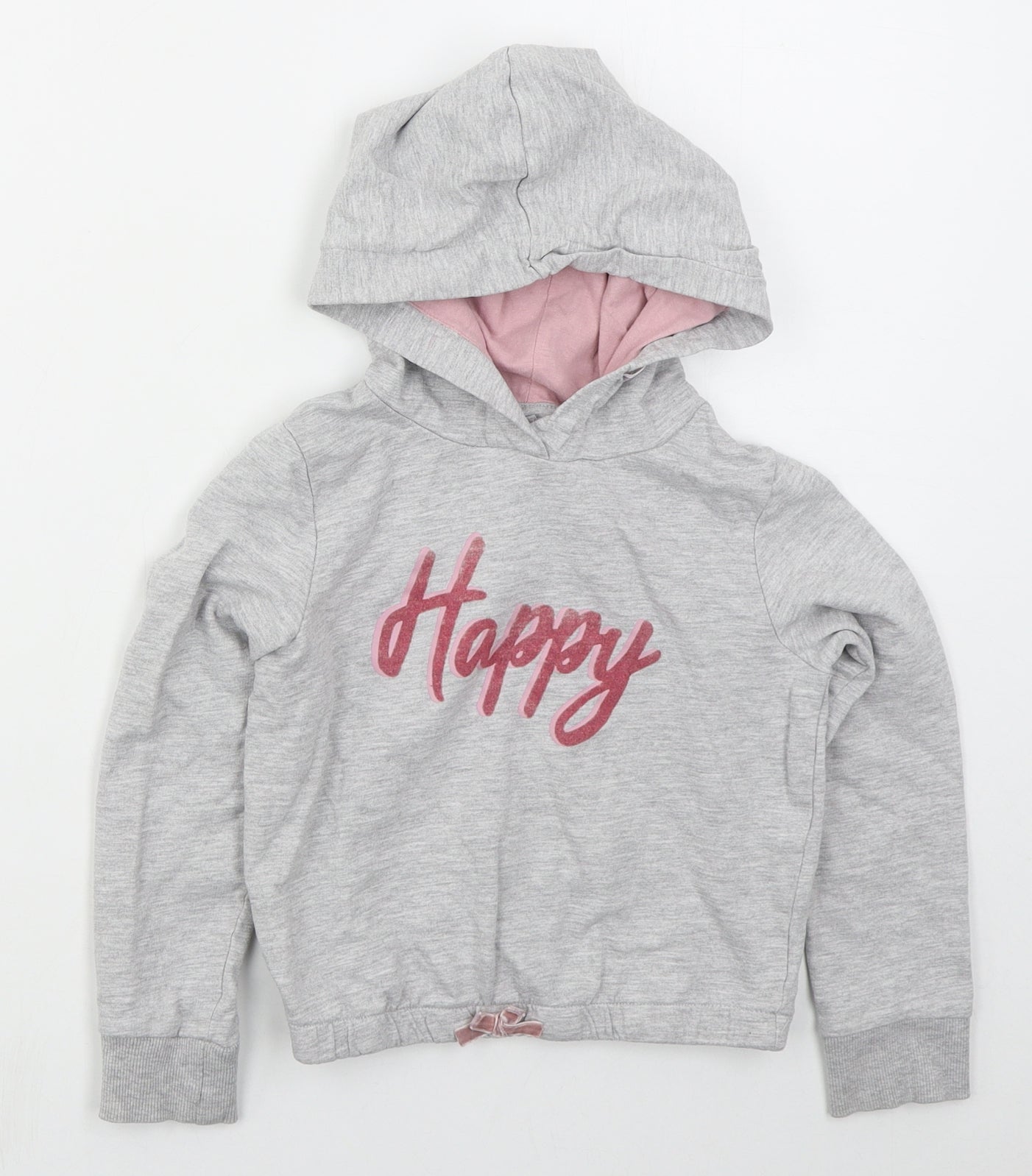 Lily & Dan Girls Grey  Cotton Pullover Hoodie Size 7-8 Years  Pullover - Happy