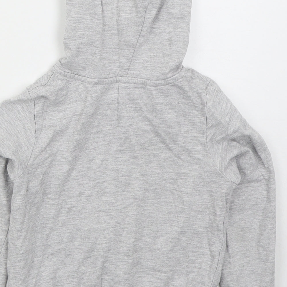 Lily & Dan Girls Grey  Cotton Pullover Hoodie Size 7-8 Years  Pullover - Happy