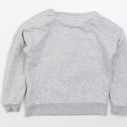 Primark Girls Grey  Cotton Pullover Sweatshirt Size 6-7 Years  Pullover - Heart