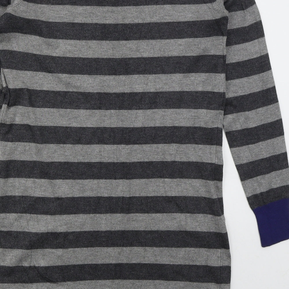 Marks and Spencer Womens Grey Striped Viscose Jumper Dress  Size 10  Round Neck Pullover