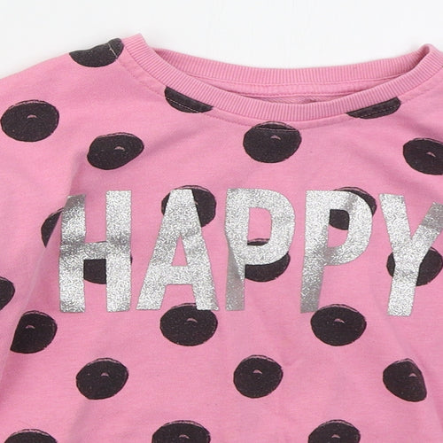 Primark Girls Pink Polka Dot Cotton Pullover Sweatshirt Size 6-7 Years  Pullover - Happy