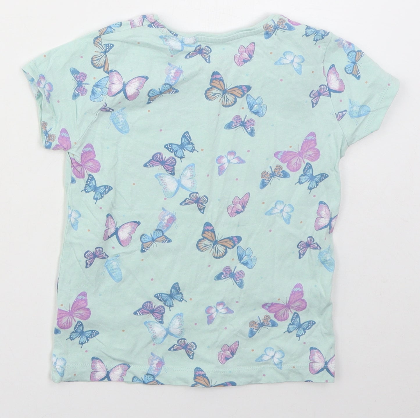 Primark Girls Blue  Cotton Basic T-Shirt Size 6-7 Years Crew Neck Pullover - Make Today Beautiful