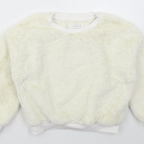 Jeff & Co Girls Ivory  Cotton Pullover Sweatshirt Size 7-8 Years  Pullover