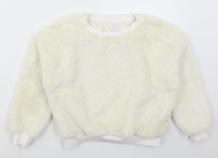 Jeff & Co Girls Ivory Cotton Pullover Sweatshirt Size 7-8 Years Pullover