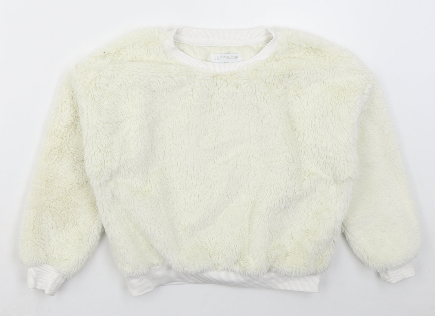 Jeff & Co Girls Ivory  Cotton Pullover Sweatshirt Size 7-8 Years  Pullover