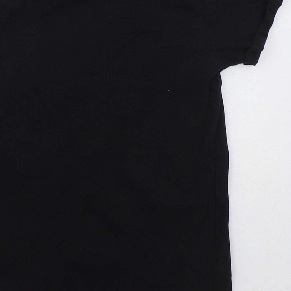 Nutmeg Girls Black  Cotton Basic T-Shirt Size 6-7 Years Crew Neck Pullover - Star