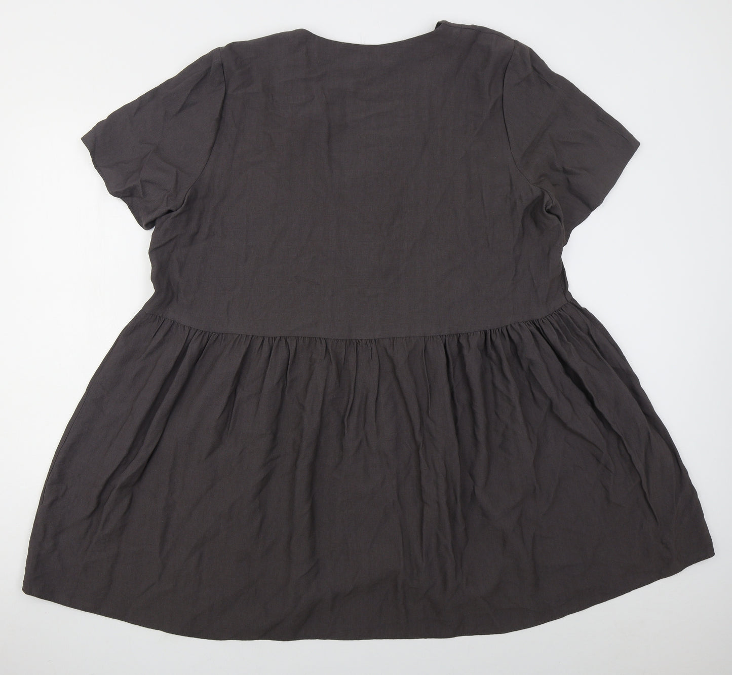 Nutmeg Womens Grey  Viscose Skater Dress  Size 22  V-Neck Button