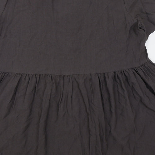 Nutmeg Womens Grey  Viscose Skater Dress  Size 22  V-Neck Button