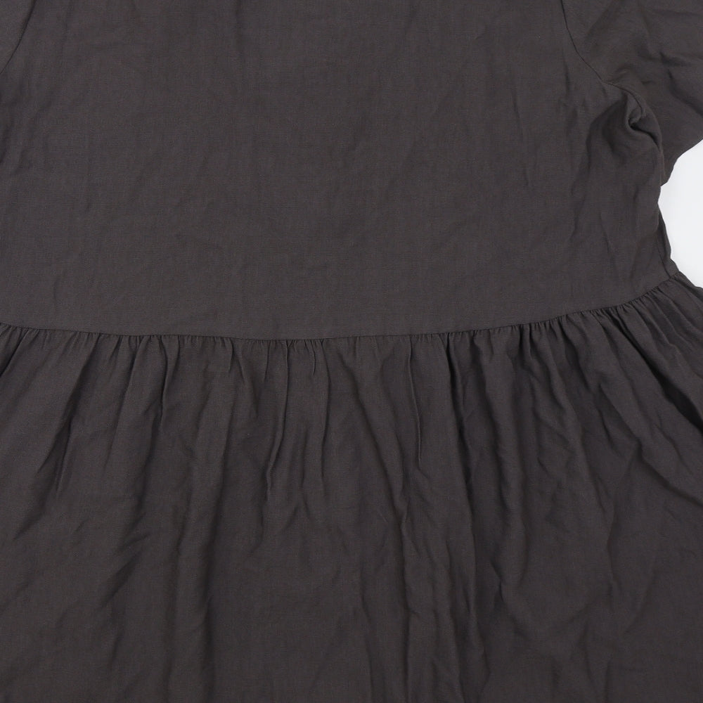 Nutmeg Womens Grey  Viscose Skater Dress  Size 22  V-Neck Button