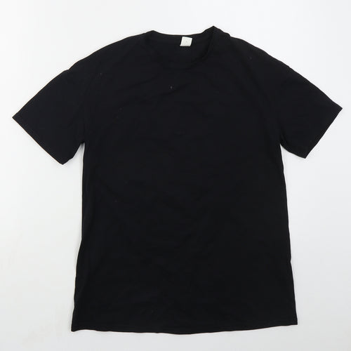SheIn Girls Black  Cotton Basic T-Shirt Size 10 Years Crew Neck Pullover - Just Give Yourself A Smile