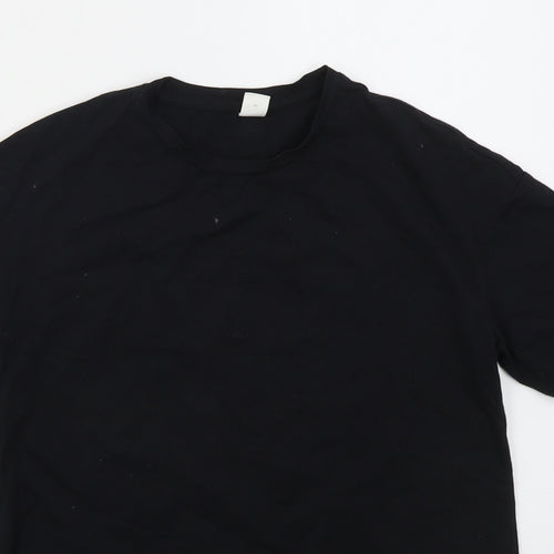 SheIn Girls Black  Cotton Basic T-Shirt Size 10 Years Crew Neck Pullover - Just Give Yourself A Smile