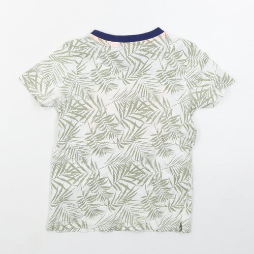 George Boys Green Floral Cotton Basic T-Shirt Size 4-5 Years Crew Neck Pullover - Good Vibes