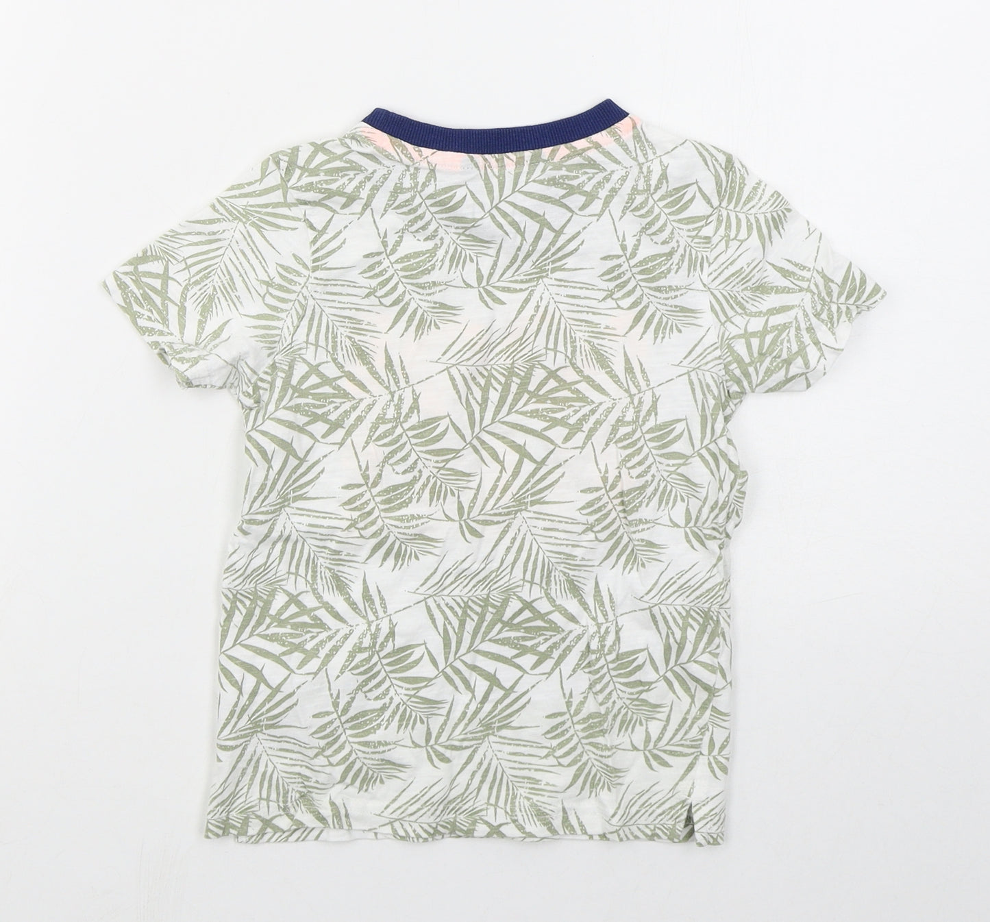 George Boys Green Floral Cotton Basic T-Shirt Size 4-5 Years Crew Neck Pullover - Good Vibes