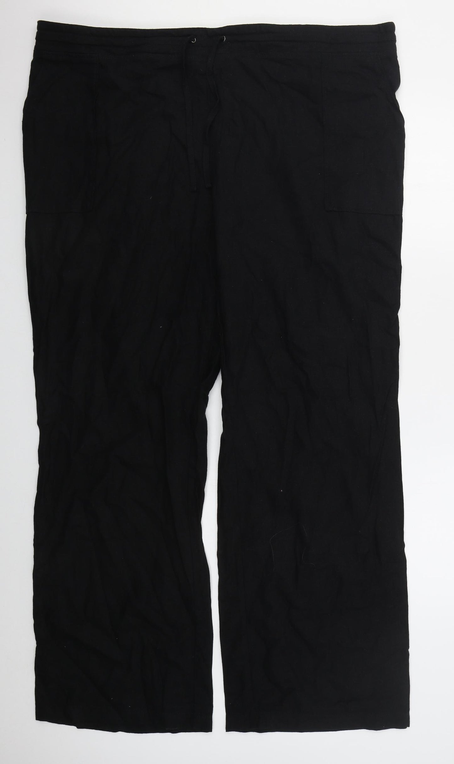 Very Womens Black  Linen Trousers  Size 24 L33 in Regular Drawstring