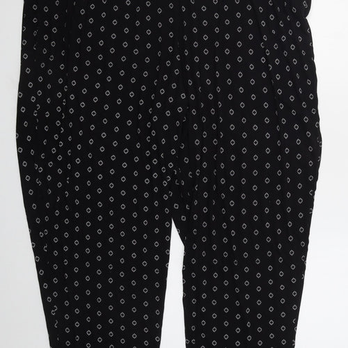 Long Tall Sally Womens Black Geometric Viscose Trousers  Size 26 L33 in Regular