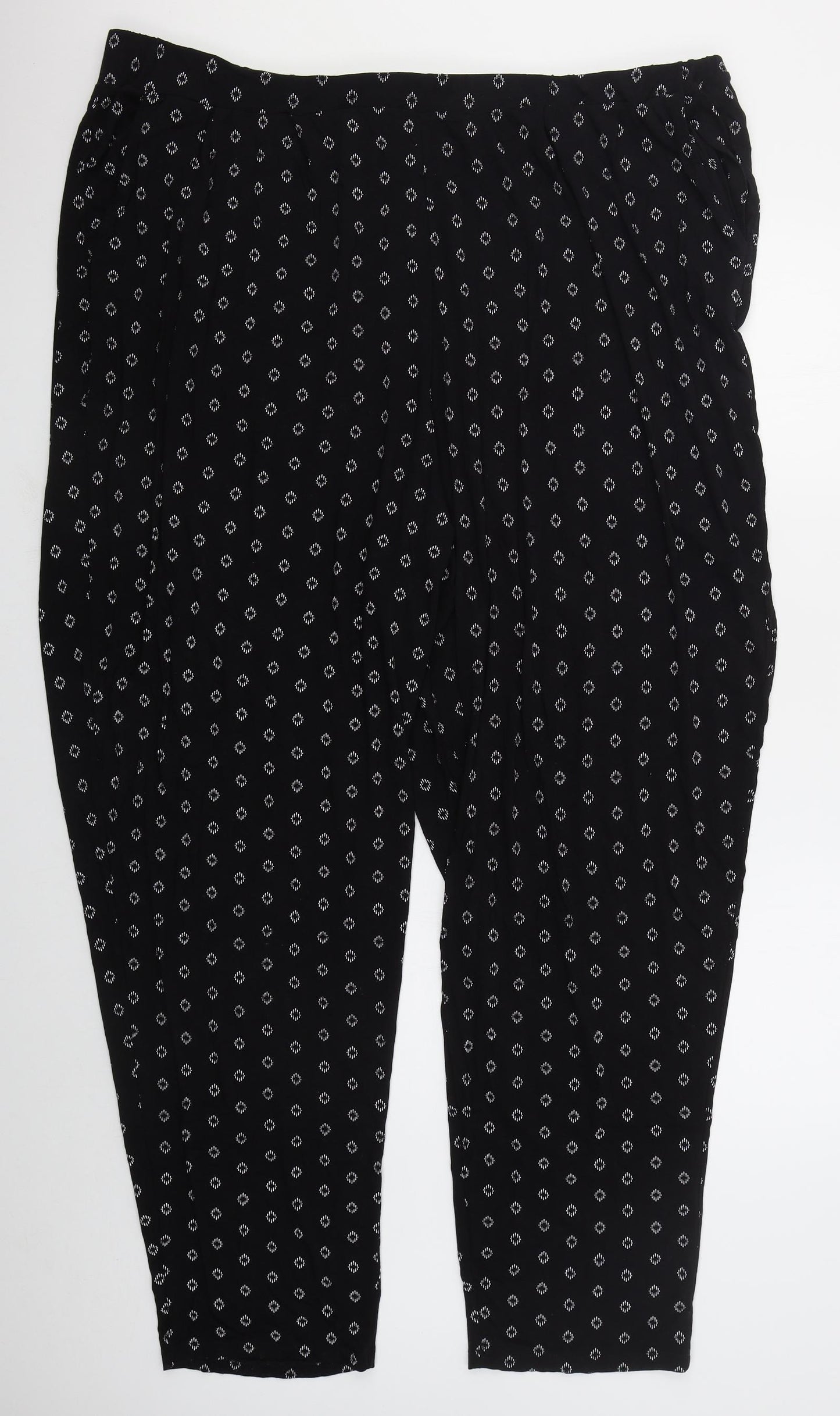 Long Tall Sally Womens Black Geometric Viscose Trousers  Size 26 L33 in Regular